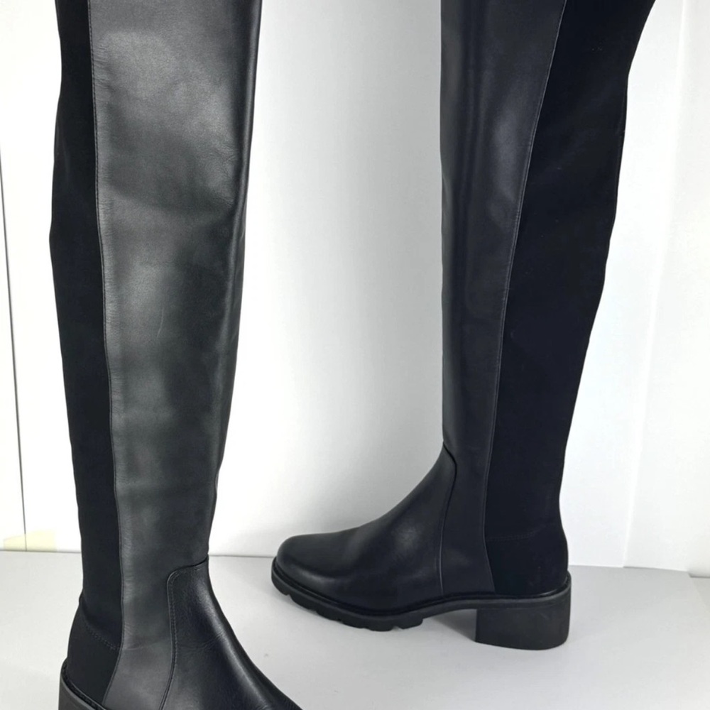 Stuart Weitzman 5050 Alina City Over The Knee Leather Black Boots Size US 7
